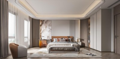 现代家居卧室3D模型下载